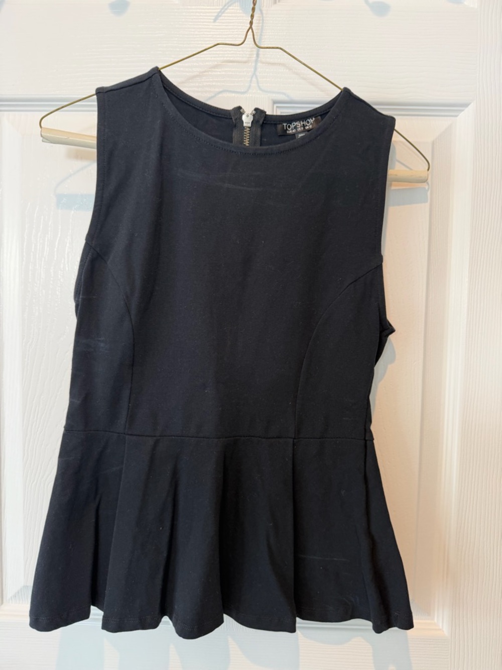 Topshop Black Sleeveless Peplum Top